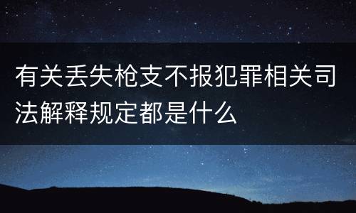 有关丢失枪支不报犯罪相关司法解释规定都是什么