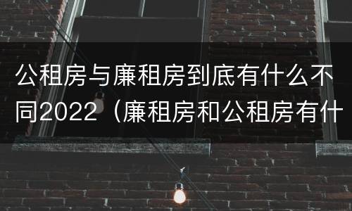 公租房与廉租房到底有什么不同2022（廉租房和公租房有什么差别）
