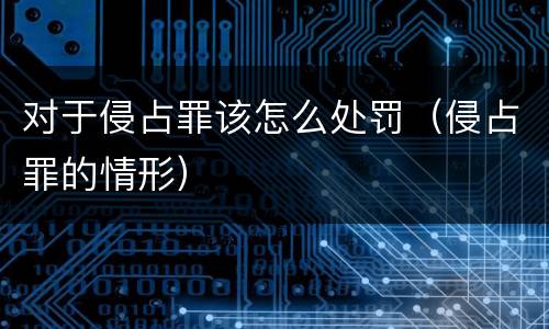 对于侵占罪该怎么处罚（侵占罪的情形）