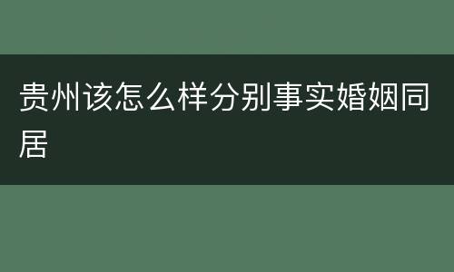 贵州该怎么样分别事实婚姻同居