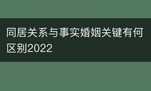 同居关系与事实婚姻关键有何区别2022