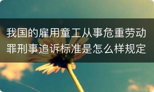 我国的雇用童工从事危重劳动罪刑事追诉标准是怎么样规定