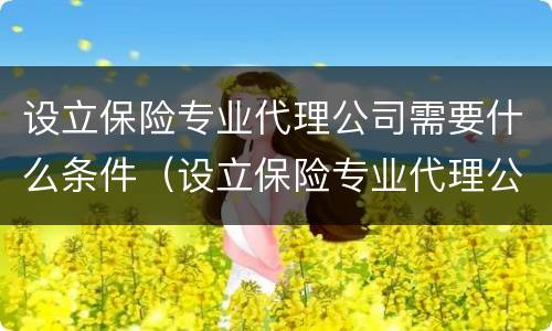 设立保险专业代理公司需要什么条件（设立保险专业代理公司需要什么条件和资质）
