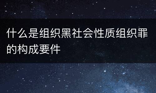 什么是组织黑社会性质组织罪的构成要件