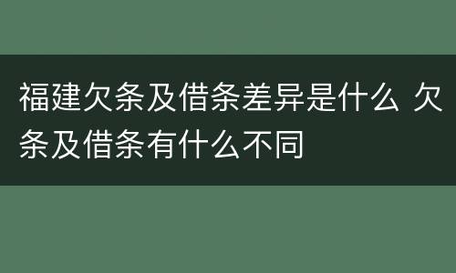 福建欠条及借条差异是什么 欠条及借条有什么不同