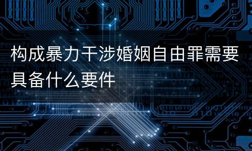 构成暴力干涉婚姻自由罪需要具备什么要件
