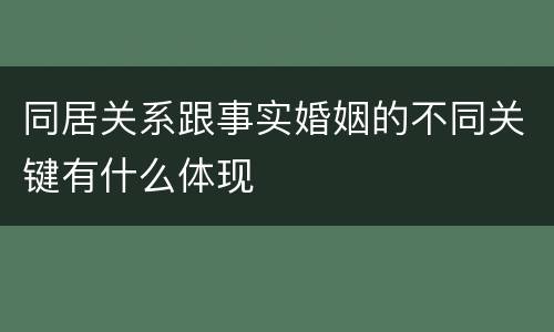 同居关系跟事实婚姻的不同关键有什么体现