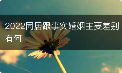 2022同居跟事实婚姻主要差别有何
