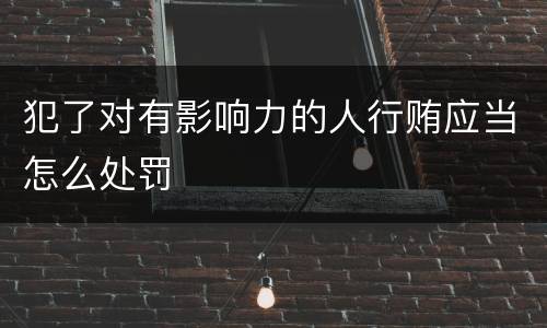 犯了对有影响力的人行贿应当怎么处罚