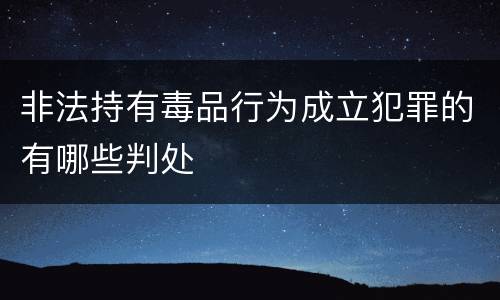 非法持有毒品行为成立犯罪的有哪些判处