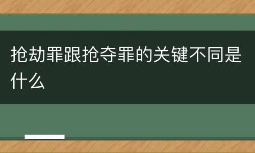 抢劫罪跟抢夺罪的关键不同是什么