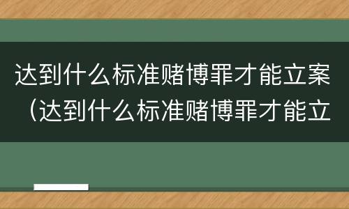达到什么标准赌博罪才能立案（达到什么标准赌博罪才能立案侦查）