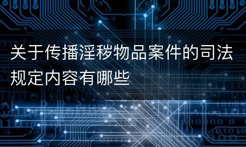 关于传播淫秽物品案件的司法规定内容有哪些