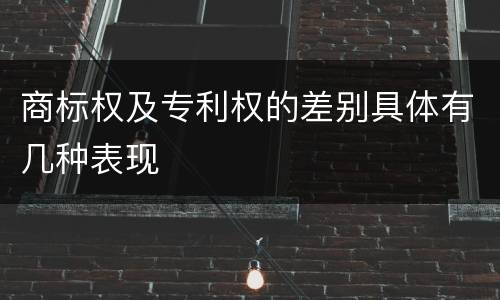 商标权及专利权的差别具体有几种表现