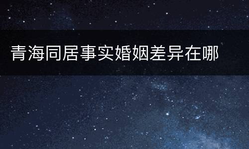 青海同居事实婚姻差异在哪