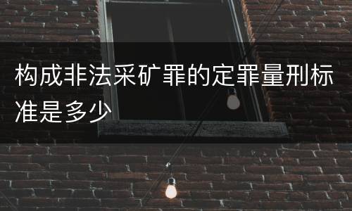 构成非法采矿罪的定罪量刑标准是多少