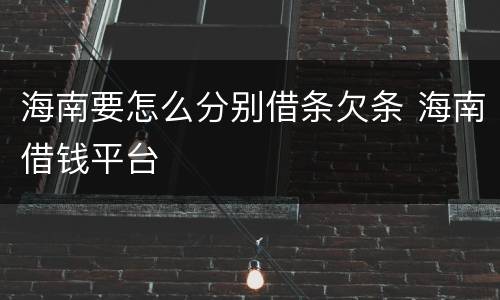 海南要怎么分别借条欠条 海南借钱平台