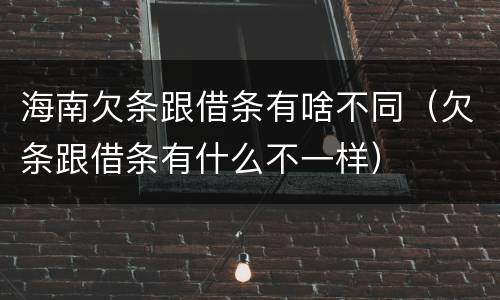 海南欠条跟借条有啥不同（欠条跟借条有什么不一样）