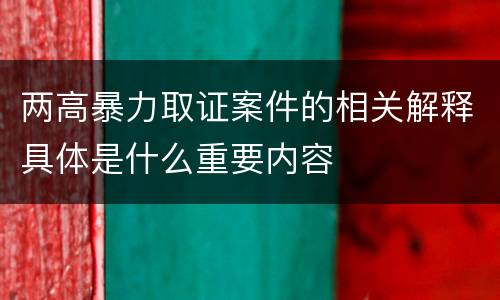 两高暴力取证案件的相关解释具体是什么重要内容