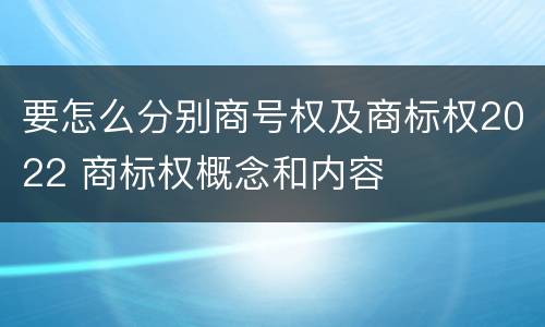 要怎么分别商号权及商标权2022 商标权概念和内容