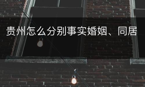 贵州怎么分别事实婚姻、同居