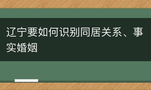 辽宁要如何识别同居关系、事实婚姻