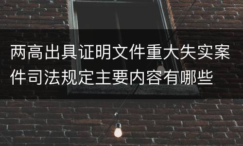 两高出具证明文件重大失实案件司法规定主要内容有哪些