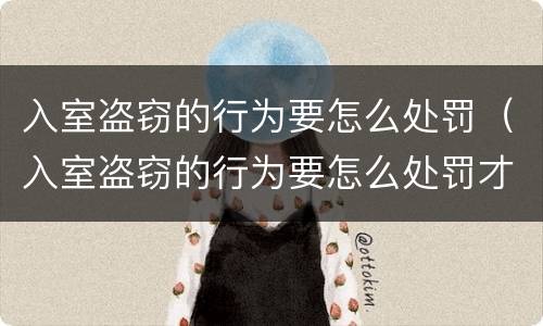 入室盗窃的行为要怎么处罚（入室盗窃的行为要怎么处罚才能成功）