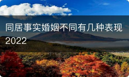 同居事实婚姻不同有几种表现2022