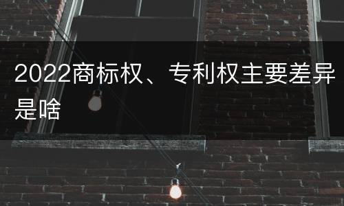 2022商标权、专利权主要差异是啥
