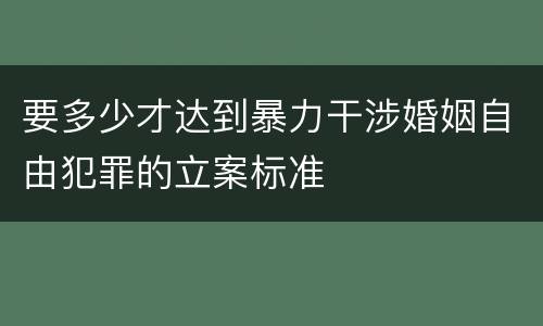 要多少才达到暴力干涉婚姻自由犯罪的立案标准