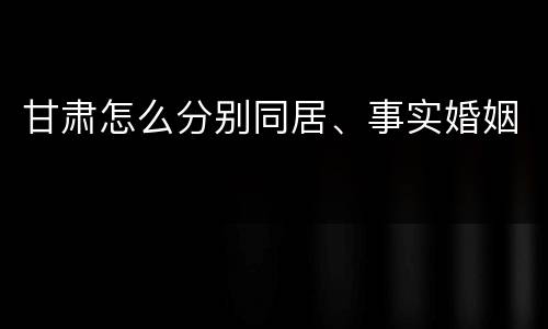 甘肃怎么分别同居、事实婚姻