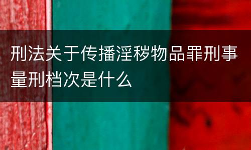 刑法关于传播淫秽物品罪刑事量刑档次是什么