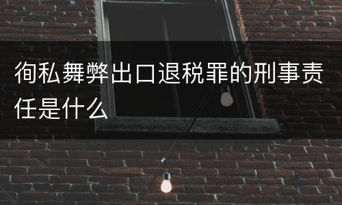 徇私舞弊出口退税罪的刑事责任是什么