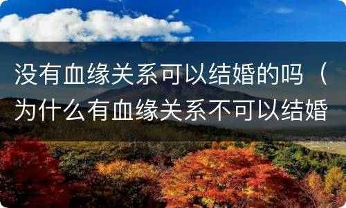 没有血缘关系可以结婚的吗（为什么有血缘关系不可以结婚）