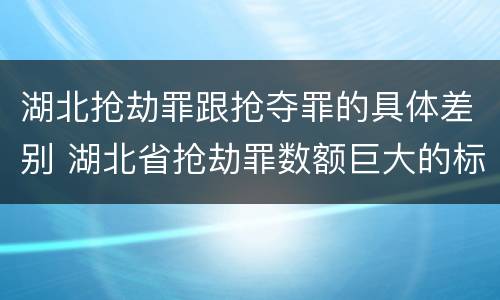 湖北抢劫罪跟抢夺罪的具体差别 湖北省抢劫罪数额巨大的标准