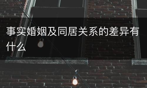 事实婚姻及同居关系的差异有什么