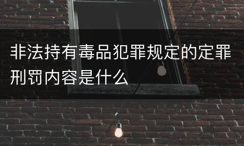 非法持有毒品犯罪规定的定罪刑罚内容是什么