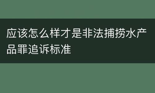 应该怎么样才是非法捕捞水产品罪追诉标准