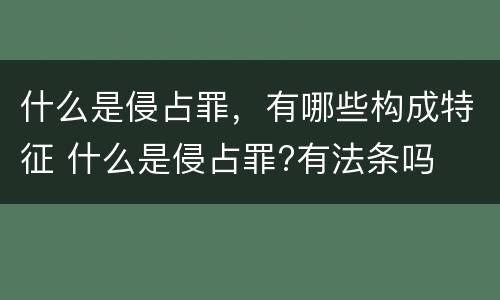 什么是侵占罪，有哪些构成特征 什么是侵占罪?有法条吗