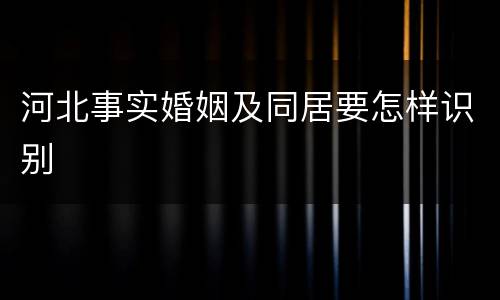 河北事实婚姻及同居要怎样识别