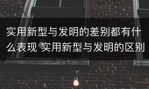 实用新型与发明的差别都有什么表现 实用新型与发明的区别有哪些