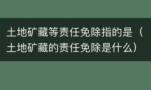 土地矿藏等责任免除指的是（土地矿藏的责任免除是什么）