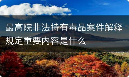 最高院非法持有毒品案件解释规定重要内容是什么