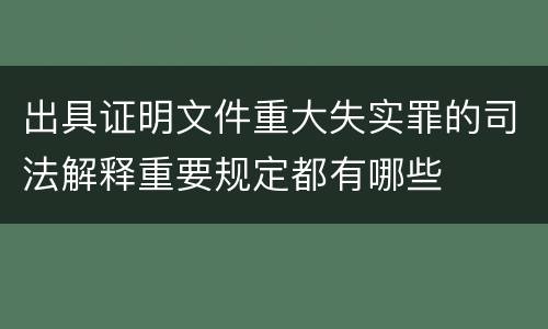 出具证明文件重大失实罪的司法解释重要规定都有哪些