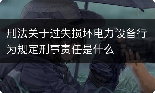 刑法关于过失损坏电力设备行为规定刑事责任是什么