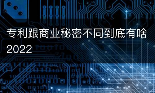 专利跟商业秘密不同到底有啥2022