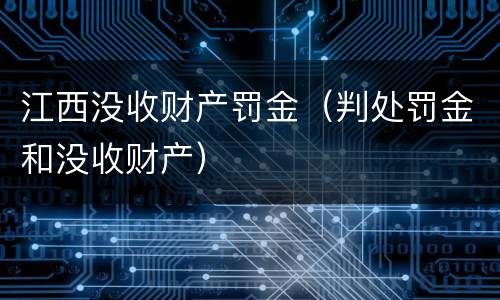 江西没收财产罚金（判处罚金和没收财产）
