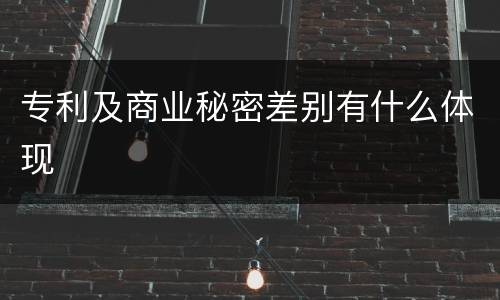 专利及商业秘密差别有什么体现