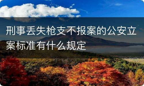刑事丢失枪支不报案的公安立案标准有什么规定